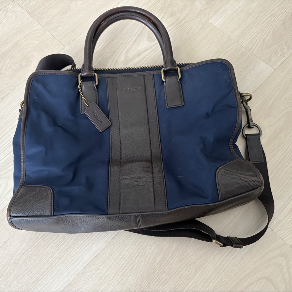 Coach Men's Navy and Brown Briefcase